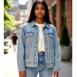 Zara Girls Blue Denim Button Down Jacket - Size 7